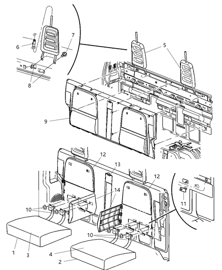 Cushion Rear Seat Right Diagram for 1BJ981D5AA