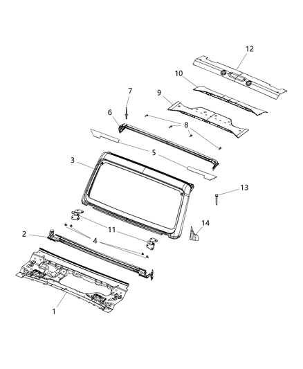 Panel Windshield Frame Diagram for 68280994AB