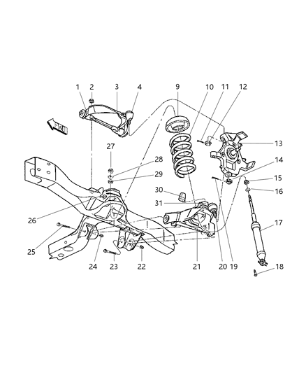 Arm Upper Control Front Diagram for 52106161AD