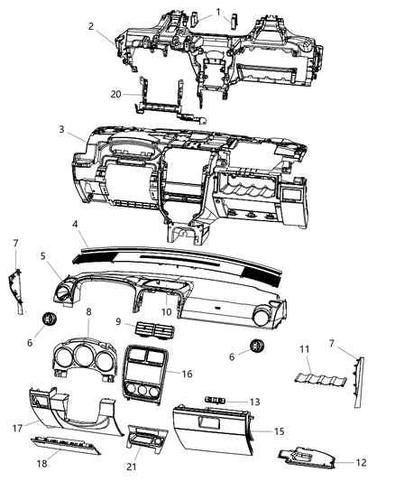 2011 Dodge Caliber Cover Knee Blocker Diagram for YD54BD3AC