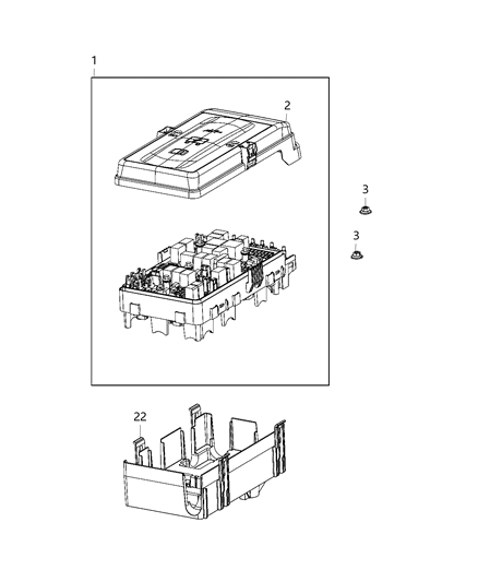 2022 Jeep Compass Bracket Power Distribution Center, Lower Diagram for 68252530AC