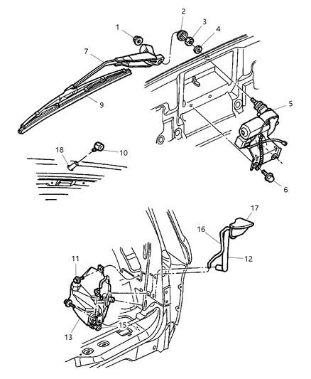 1991 Dodge Caravan Arm Wiper Diagram for 5003652AB