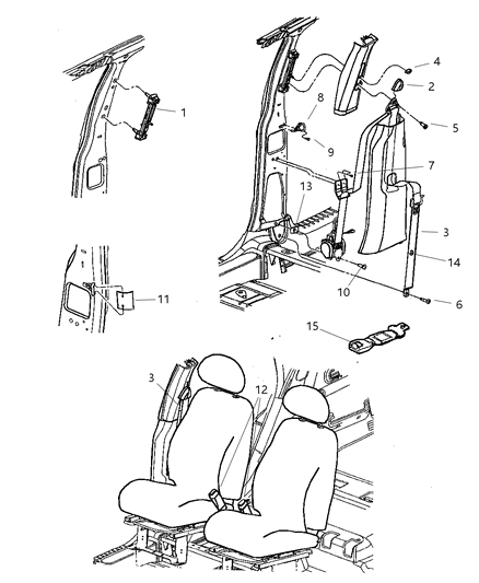 2019 Dodge Durango Seat Belt Front Outer Diagram for XZ061DVAD