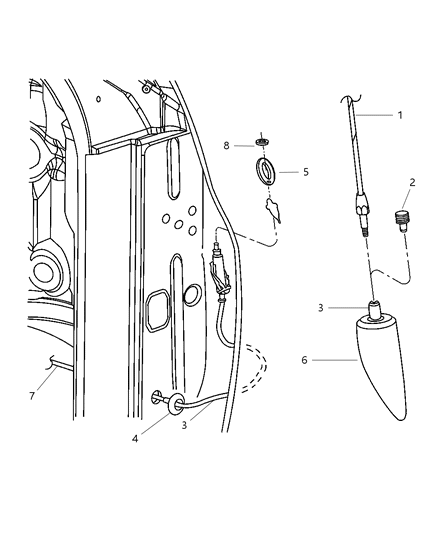1984 Chrysler New Yorker Cable Antenna Diagram for 5064206AB
