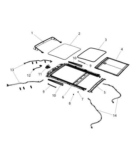 Motor Sunroof Diagram for 68250107AA