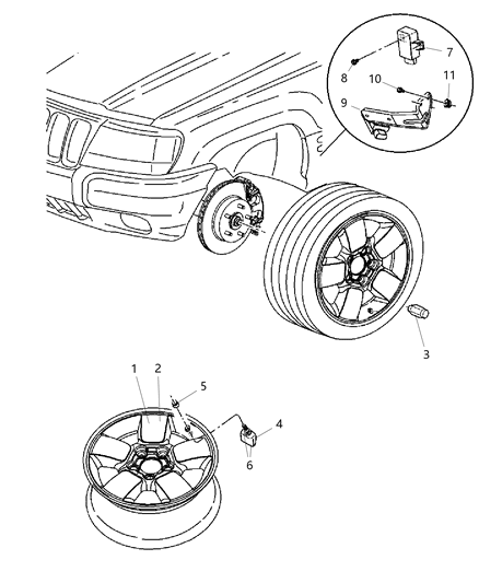 2007 Jeep Grand Cherokee Module Tire Pressure Monitoring Diagram for 56044729AC
