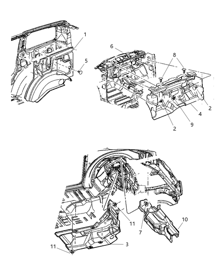 2009 Chrysler Aspen Silencer Dash Panel Diagram for 55361464AA