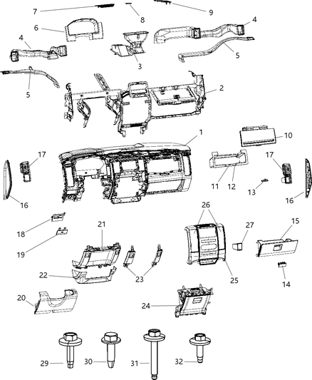 2010 Jeep Liberty Handle Parking Brake Diagram for 1NL97DK2AA