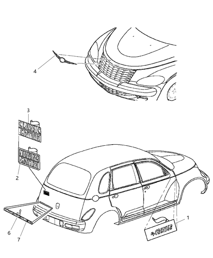 Nameplate Liftgate Touring Edition Diagram for 5303509AA