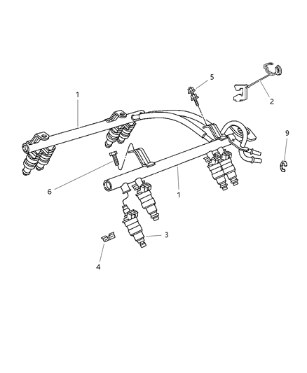 2005 Chrysler Crossfire Injector, Fuel Diagram for 53030778