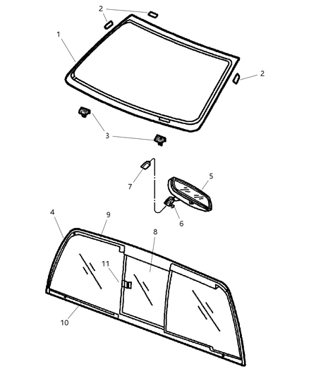 2004 Dodge Ram 1500 Windshield Diagram for 5101944AC