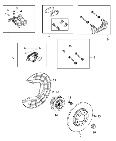 2004 Chrysler PT Cruiser Pad Kit Rear Disc Brake Diagram for 68289634AA