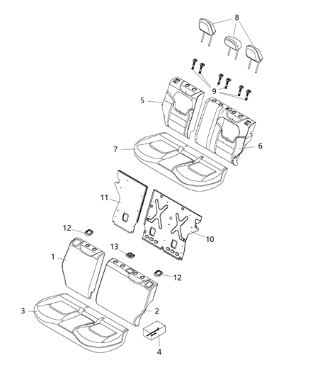 Cover Rear Seat Back Diagram for 6SJ58U00AA
