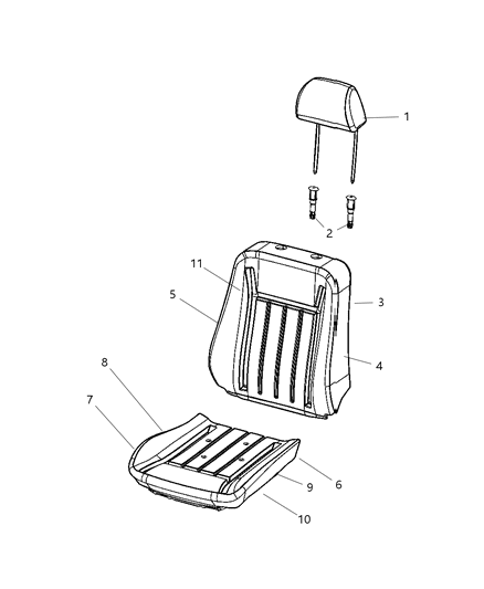 2008 Dodge Magnum Sleeve Headrest Diagram for 1AN471DVAA