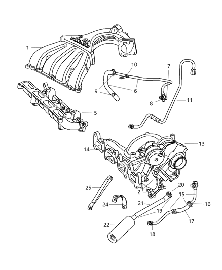 Tube Turbo Water Inlet Diagram for 4884281AE