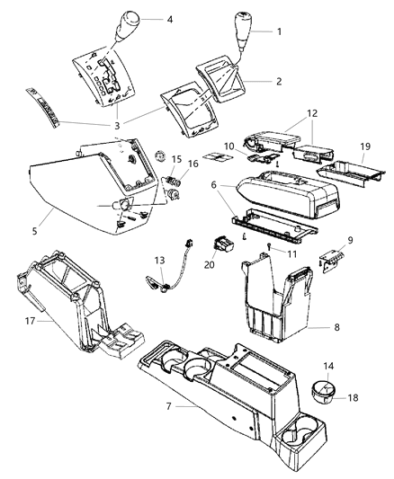 Armrest Console Diagram for 1NJ631DVAA