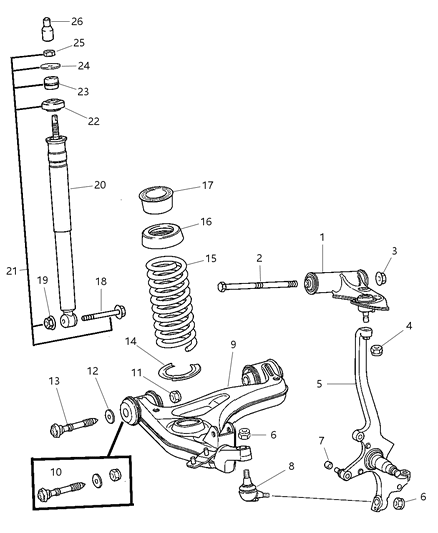 Knuckle Front Diagram for 5097556AA