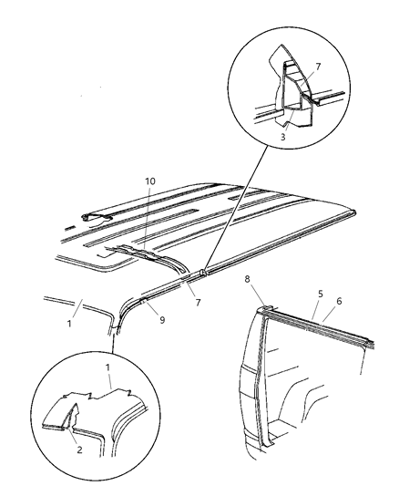 Rail Roof Side Diagram for 55347422AD