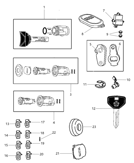 Trim Ring Ignition Key Cylinder Diagram for 55314965AB