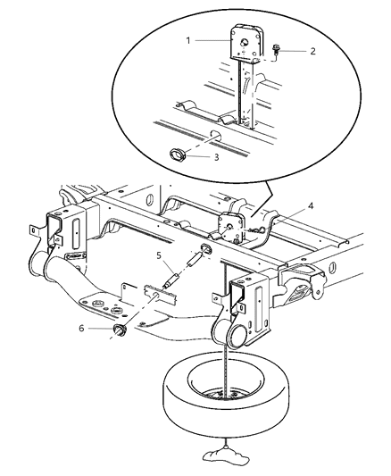 Winch Spare Tire Carrier Diagram for 55366492AD