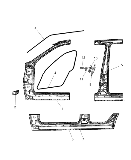 Sill Bodyside Complete Diagram for 5013062AA