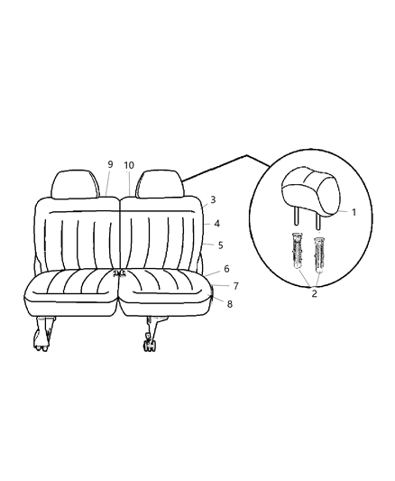 2006 Chrysler Town & Country Frame Rear Seat Cushion Diagram for 5139375AA