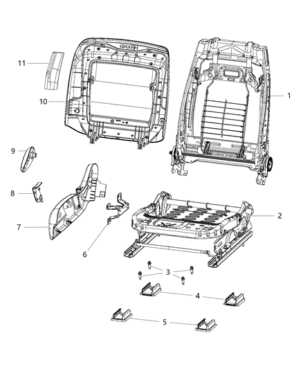 Frame Front Seat Back Diagram for 68334704AA