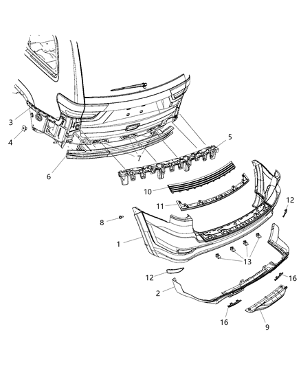 Fascia Rear Upper Diagram for 68302667AA