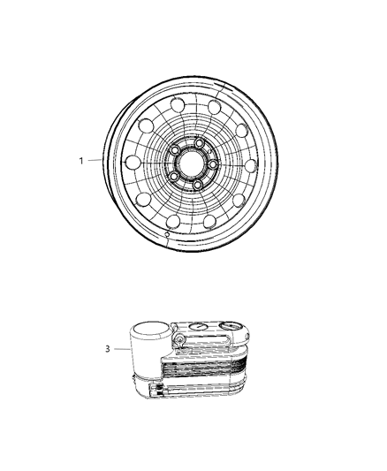 1988 Dodge D350 Wheel Steel Diagram for 5105079AB