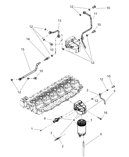 Tube Fuel Supply Filter Housing To Injection Pump Diagram for 68027020AA