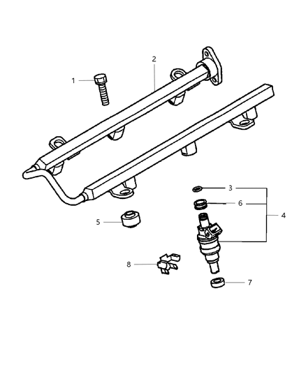 1993 Dodge D150 Support, Fuel Injector Diagram for MD329566