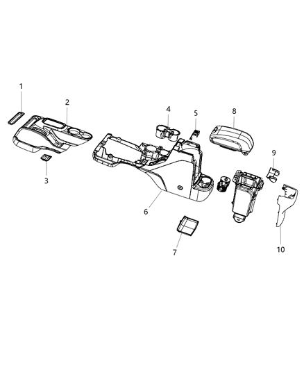 Base Floor Console Diagram for 1PU22DX9AA