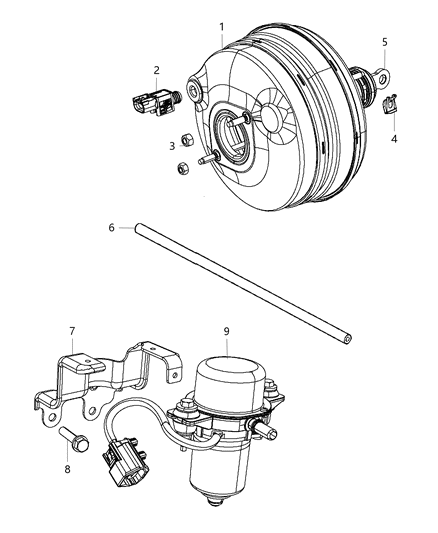 2016 Dodge Challenger Hose Brake Booster Vacuum Diagram for 4581554AC