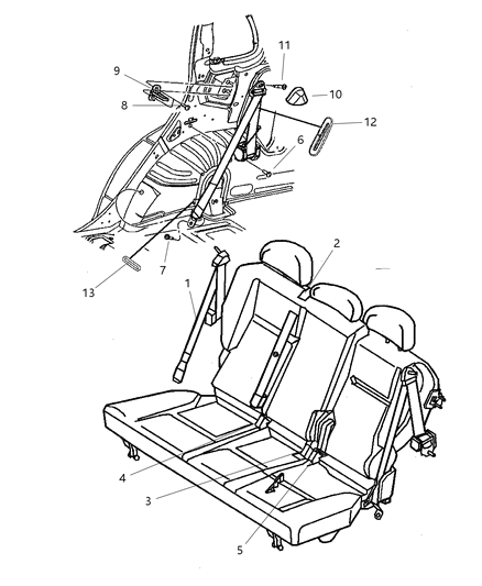 Seat Belt Rear Diagram for ZF34BD5AB