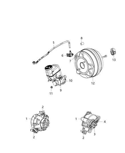 Hose Brake Booster Vacuum Diagram for 4581560AE
