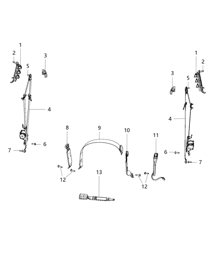 2012 Ram 3500 Seat Belt Front Outer Diagram for 5KS861DVAC
