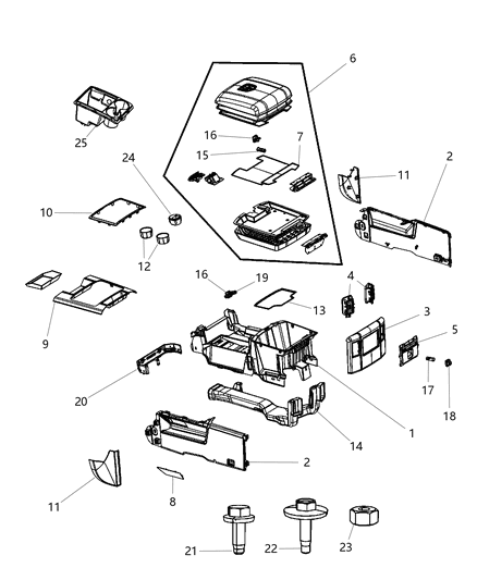 2008 Dodge Sprinter 2500 End Cap Console Diagram for 1NN191TVAA