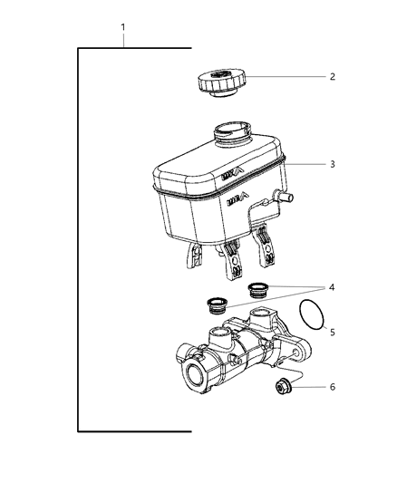 Master Cylinder Brake Diagram for 68004467AA