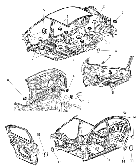 Plug, Round Push - In Front Fender Side Shield Left Diagram for 6029057