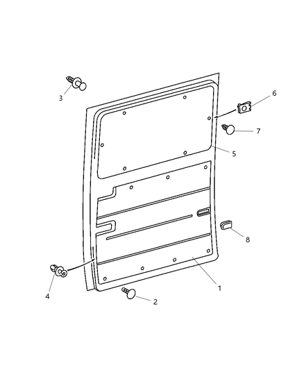2024 Ram ProMaster 2500 Panel Cargo Door Upper Right & Left Diagram for 5123888AA