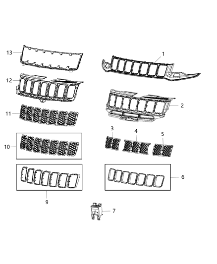 Grille Radiator Diagram for 68258419AB