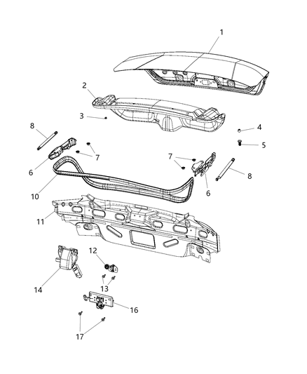 1985 Dodge Lancer Latch Deck Lid Diagram for 68140498AC