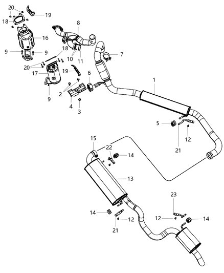 Manifold Exhaust And Catalytic Converter Diagram for 68036151AH