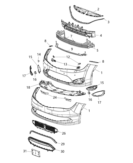 Grille Active Shutter Diagram for 68438679AA