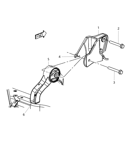 2010 Jeep Compass Engine Mount Rear Diagram for 5105495AE