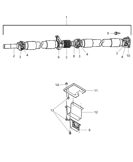 Shaft Drive Rear 2-Piece Diagram for 52123100AA