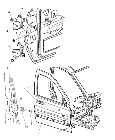 Hinge Door Upper Diagram for 55369195AB