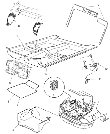 2022 Chrysler Pacifica Mat Kit Floor - Front Diagram for 82205351