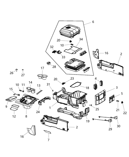 Latch Armrest Lid Lower Latch Diagram for 5RQ83DX9AC