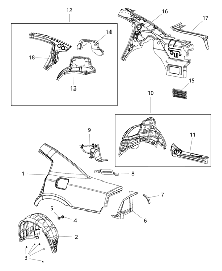 Panel Bodyside Aperture Inner Rear Diagram for 68266969AM